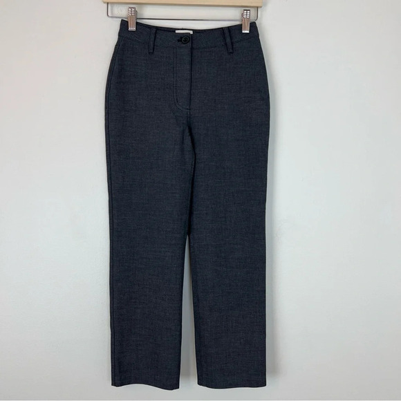 Wilfred Aritzia Cotton Flat Front Trouser Charcoal Grey 0 Contemporary Neutral - Picture 1 of 6